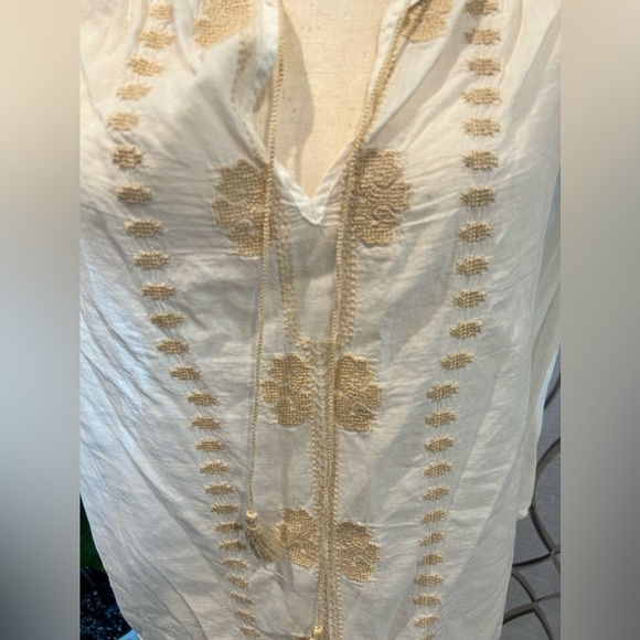 Gap Top 100% cotton boho white top with embroidery Size Medium - Picture 5 of 8